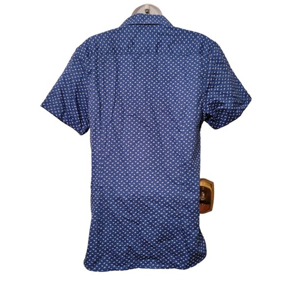 Ted Baker Blue White Ditzy Print Short Sleeve Button Up Shirt Blouse‎ 2 - Picture 2 of 8